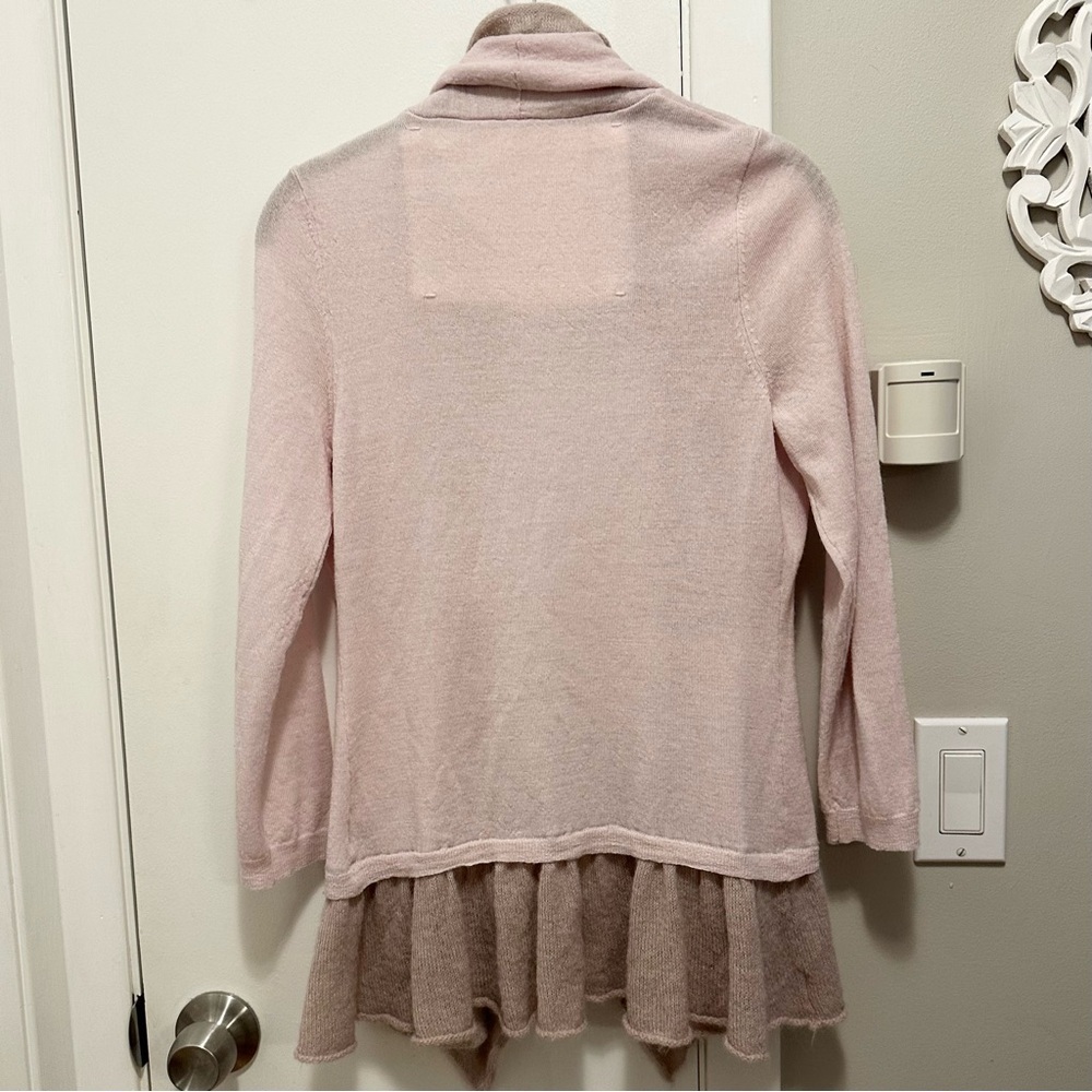 Anthropologie Birds on a Wire Open Front Two Tone Ruffle Cardigan S Wool Alpaca - Picture 3 of 7
